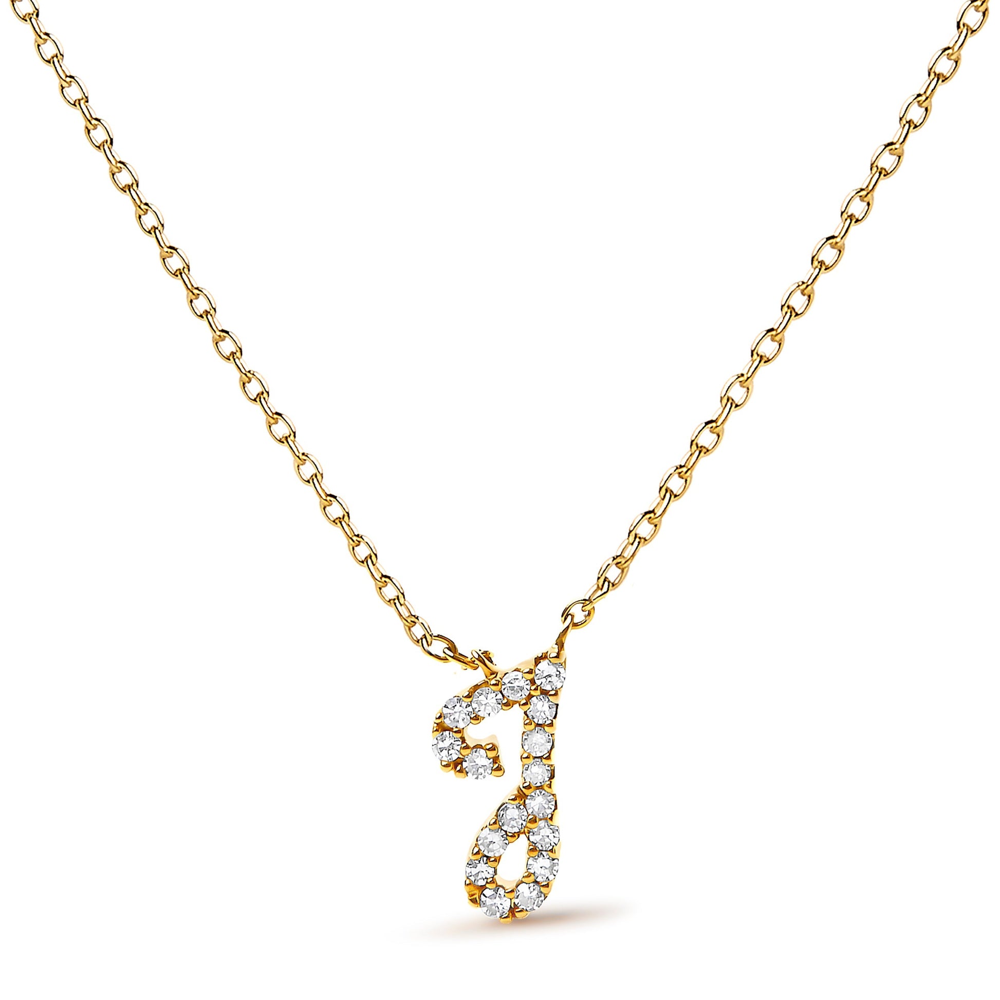 10K White Gold Diamond Accent "A" Initial Script Style Pendant Necklace Bids.com