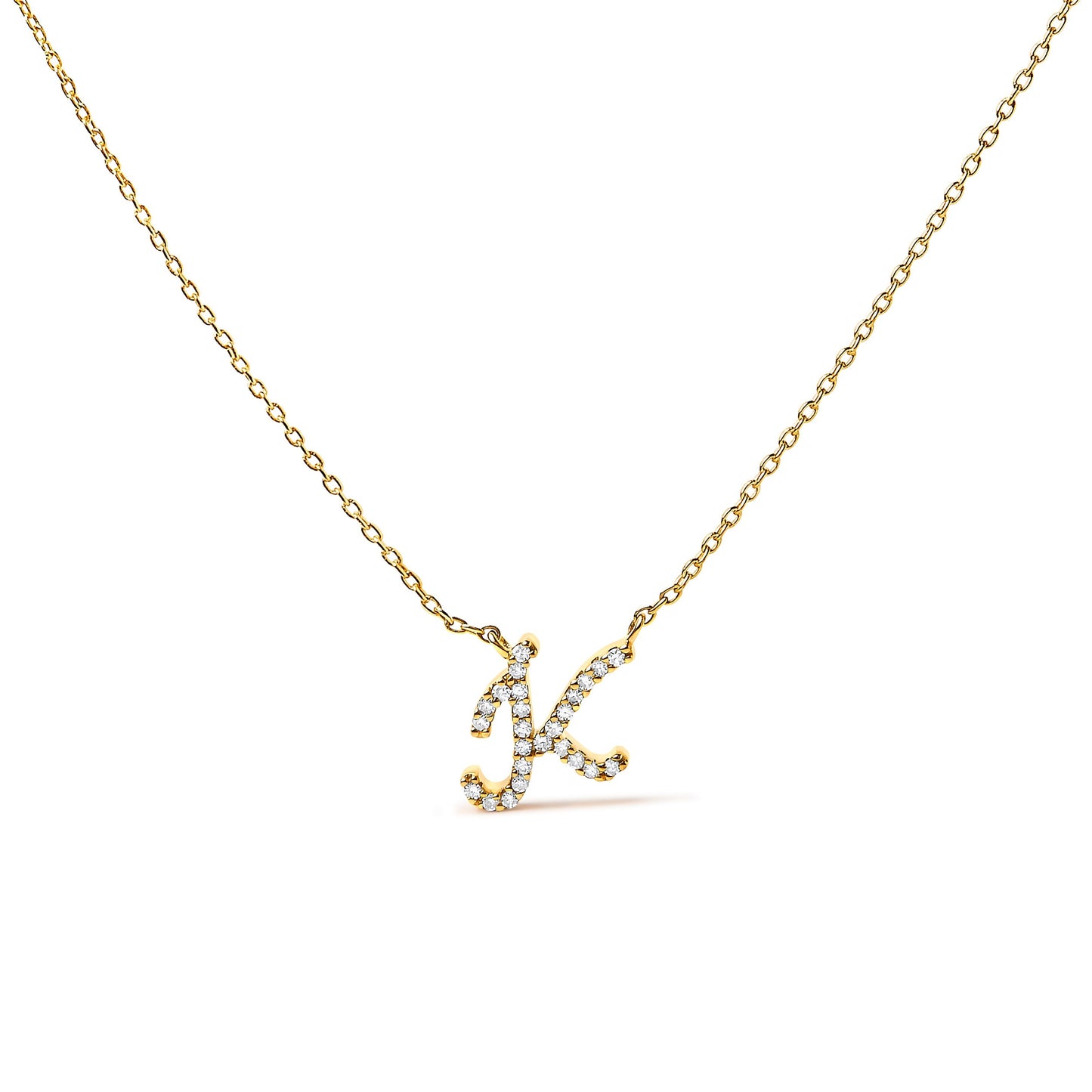 10K White Gold Diamond Accent "A" Initial Script Style Pendant Necklace Bids.com