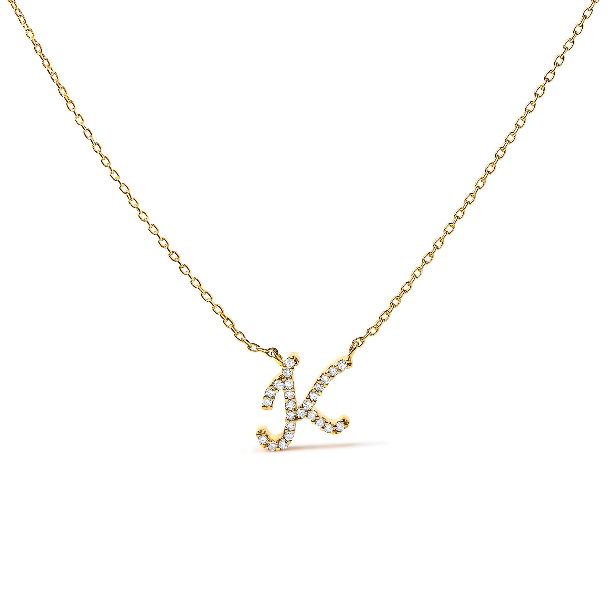 10K White Gold Diamond Accent "A" Initial Script Style Pendant Necklace Bids.com