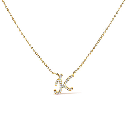 10K White Gold Diamond Accent "A" Initial Script Style Pendant Necklace Bids.com