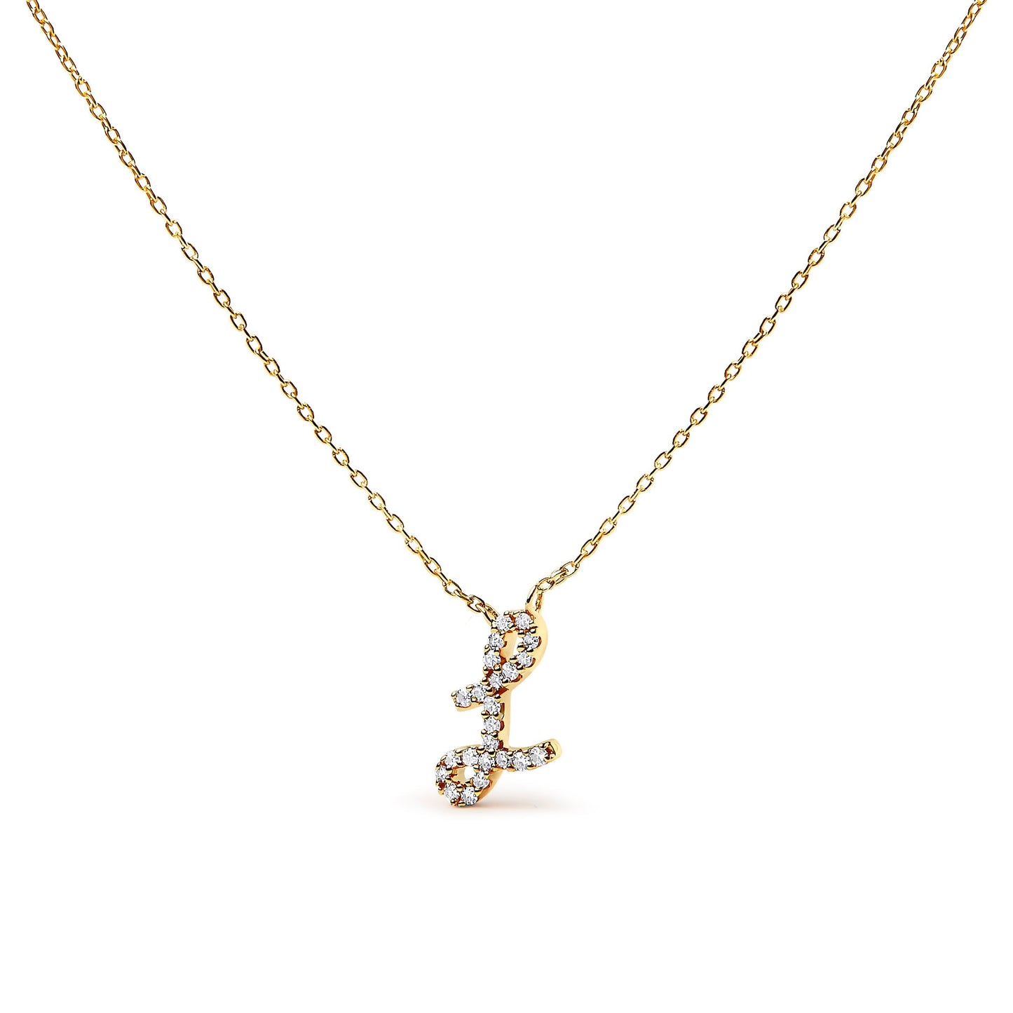 10K White Gold Diamond Accent "A" Initial Script Style Pendant Necklace Bids.com