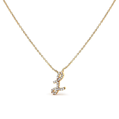 10K White Gold Diamond Accent "A" Initial Script Style Pendant Necklace Bids.com