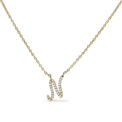 10K White Gold Diamond Accent "A" Initial Script Style Pendant Necklace Bids.com