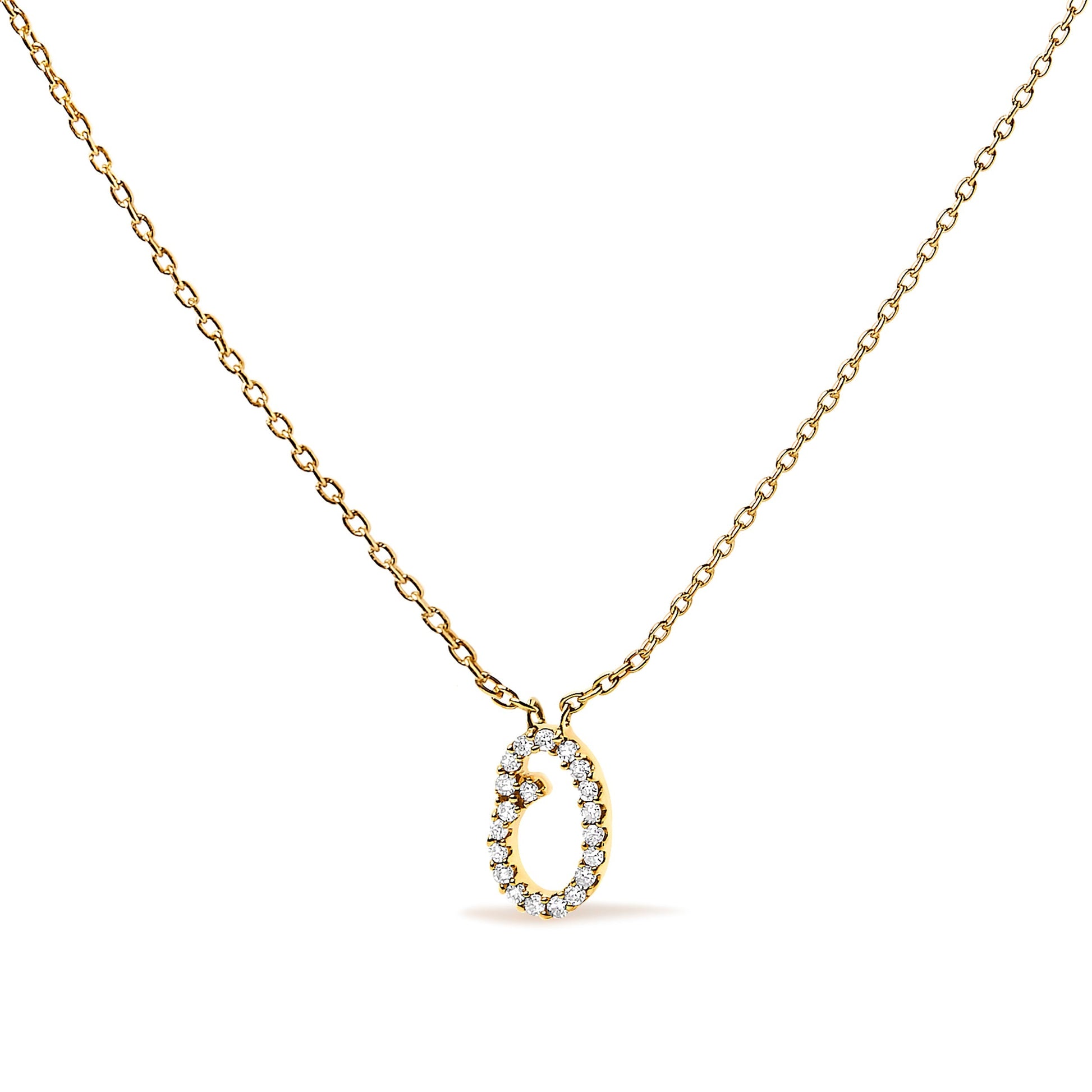 10K White Gold Diamond Accent "A" Initial Script Style Pendant Necklace Bids.com