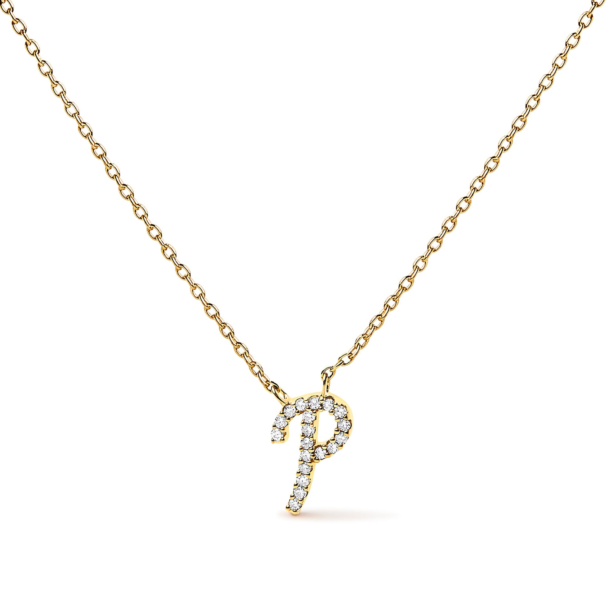 10K White Gold Diamond Accent "A" Initial Script Style Pendant Necklace Bids.com