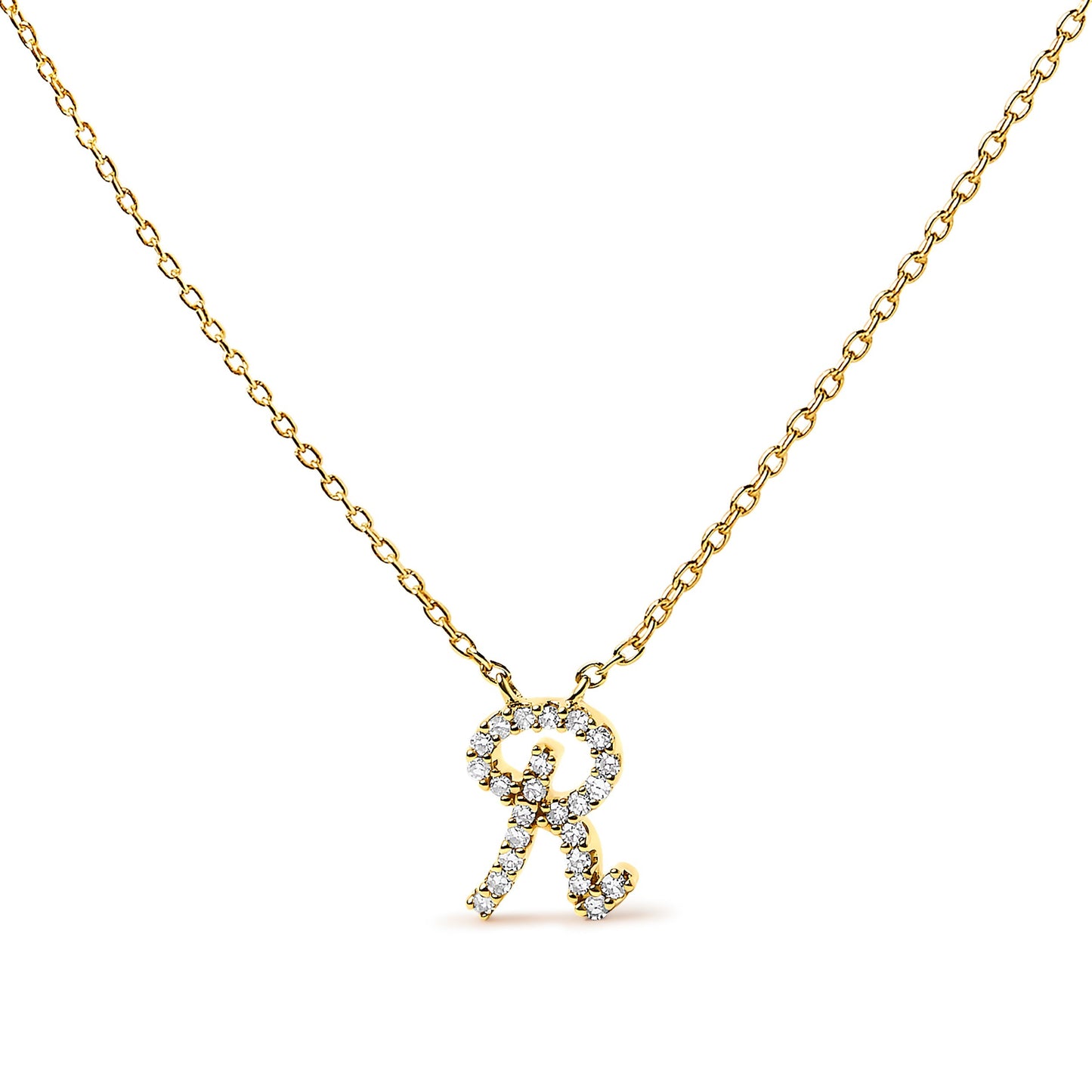 10K White Gold Diamond Accent "A" Initial Script Style Pendant Necklace Bids.com