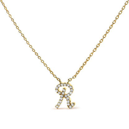 10K White Gold Diamond Accent "A" Initial Script Style Pendant Necklace Bids.com