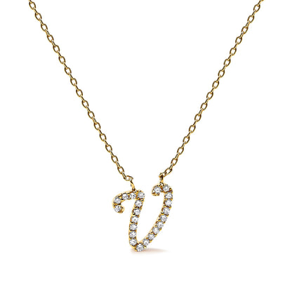 10K White Gold Diamond Accent "A" Initial Script Style Pendant Necklace Bids.com