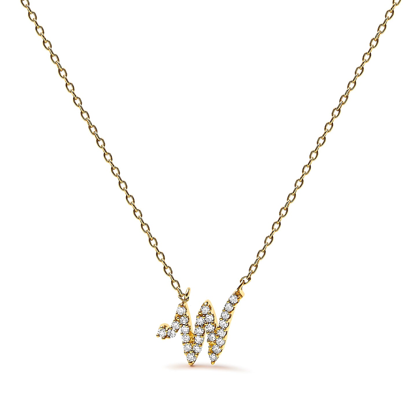 10K White Gold Diamond Accent "A" Initial Script Style Pendant Necklace Bids.com