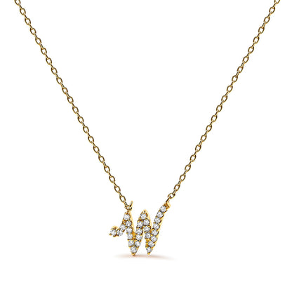 10K White Gold Diamond Accent "A" Initial Script Style Pendant Necklace Bids.com