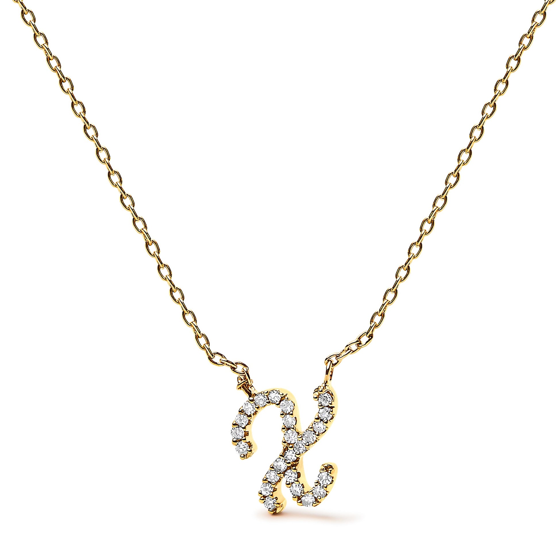 10K White Gold Diamond Accent "A" Initial Script Style Pendant Necklace Bids.com