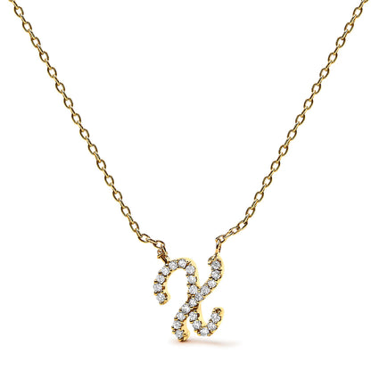 10K White Gold Diamond Accent "A" Initial Script Style Pendant Necklace Bids.com