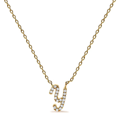 10K White Gold Diamond Accent "A" Initial Script Style Pendant Necklace Bids.com