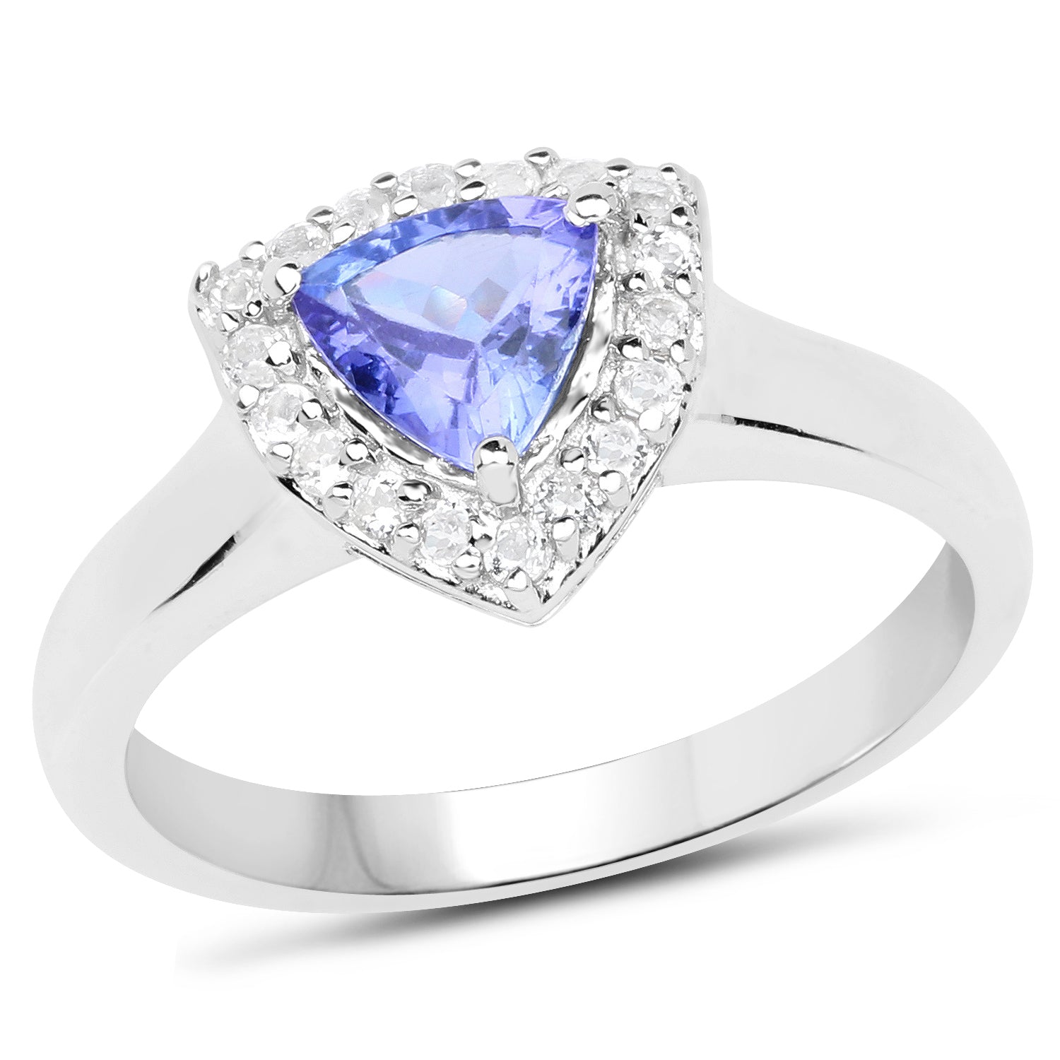 1.02 Carat Genuine Tanzanite and White Topaz .925 Sterling Silver Ring Bids.com