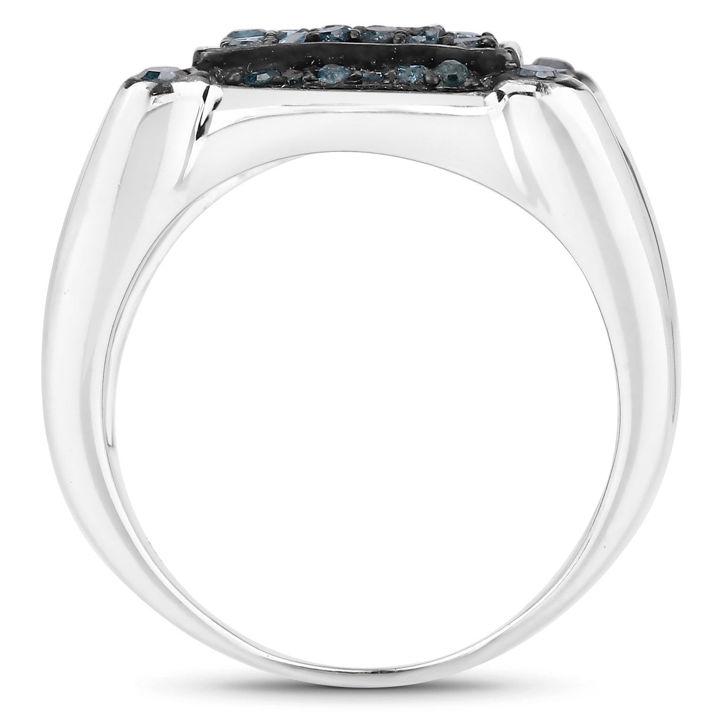 0.81 Carat Genuine Blue Diamond .925 Sterling Silver Ring Bids.com