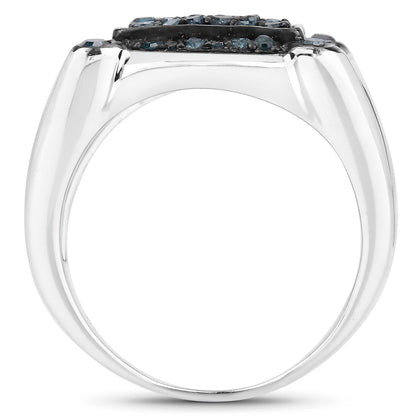0.81 Carat Genuine Blue Diamond .925 Sterling Silver Ring Bids.com