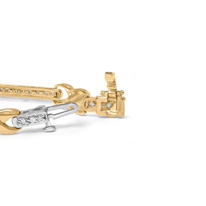 10K Yellow Gold 1.00 Cttw Pave Set Diamond Bar and  X-Link 7" Bracelet (I-J Color, I3 Quality) Bids.com