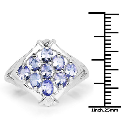 1.53 Carat Genuine Tanzanite .925 Sterling Silver Ring Bids.com