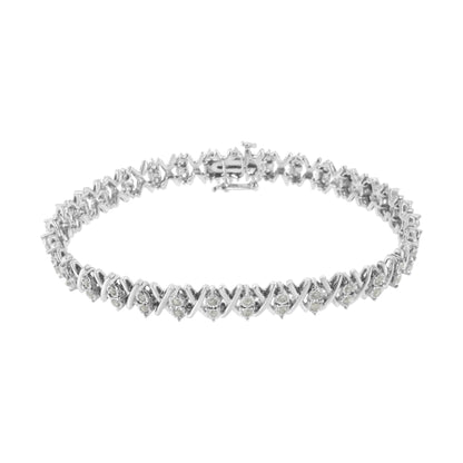 .925 Sterling Silver 1.0 Cttw Diamond Miracle-Set X-Link 7" Tennis Bracelet (I-J Color, I3 Clarity) Bids.com