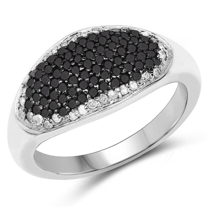 0.46 Carat Genuine Black Diamond and White Diamond .925 Sterling Silver Ring Bids.com