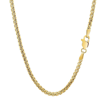 14k Yellow Gold Solid Round Box Chain 2.5 mm Bids.com
