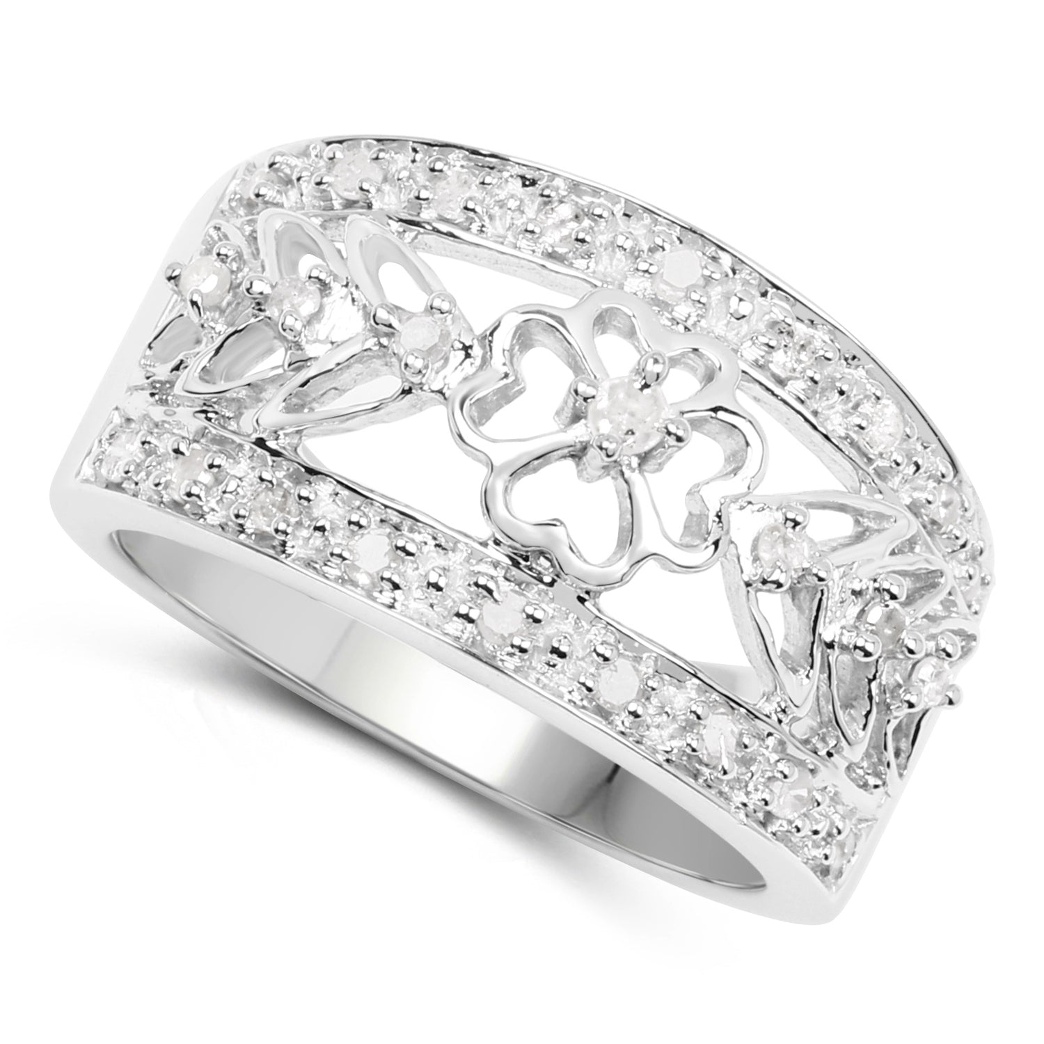 0.31 Carat Genuine White Diamond .925 Sterling Silver Ring Bids.com