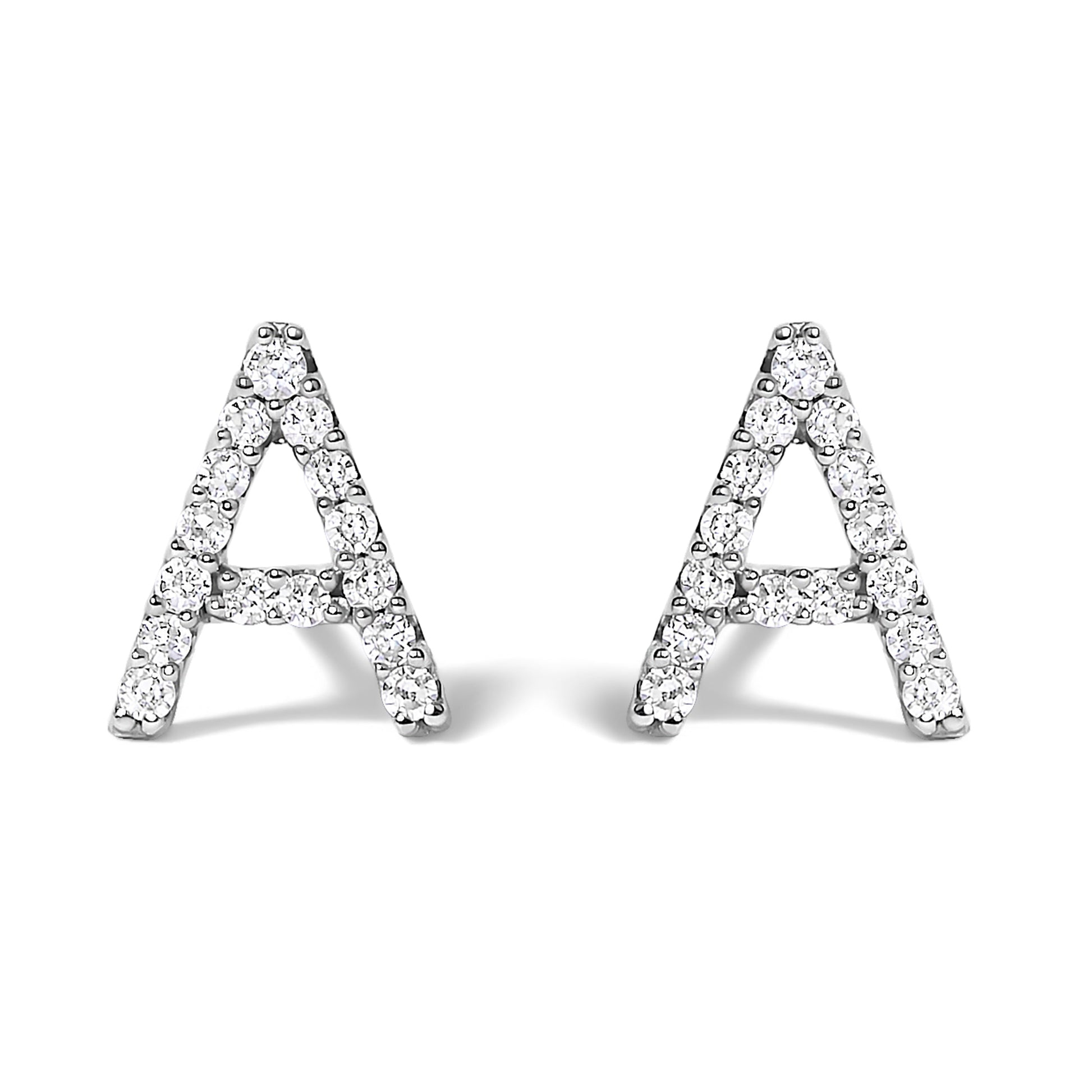 10K White Gold 1/10 Cttw Diamond Initial â€œAâ€ Stud Earring Bids.com
