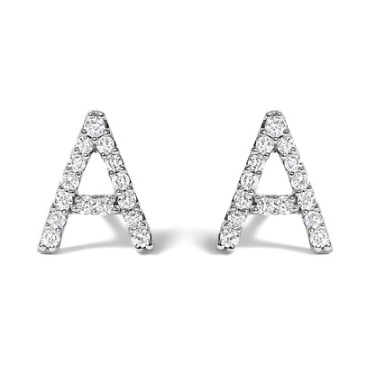 10K White Gold 1/10 Cttw Diamond Initial â€œAâ€ Stud Earring Bids.com