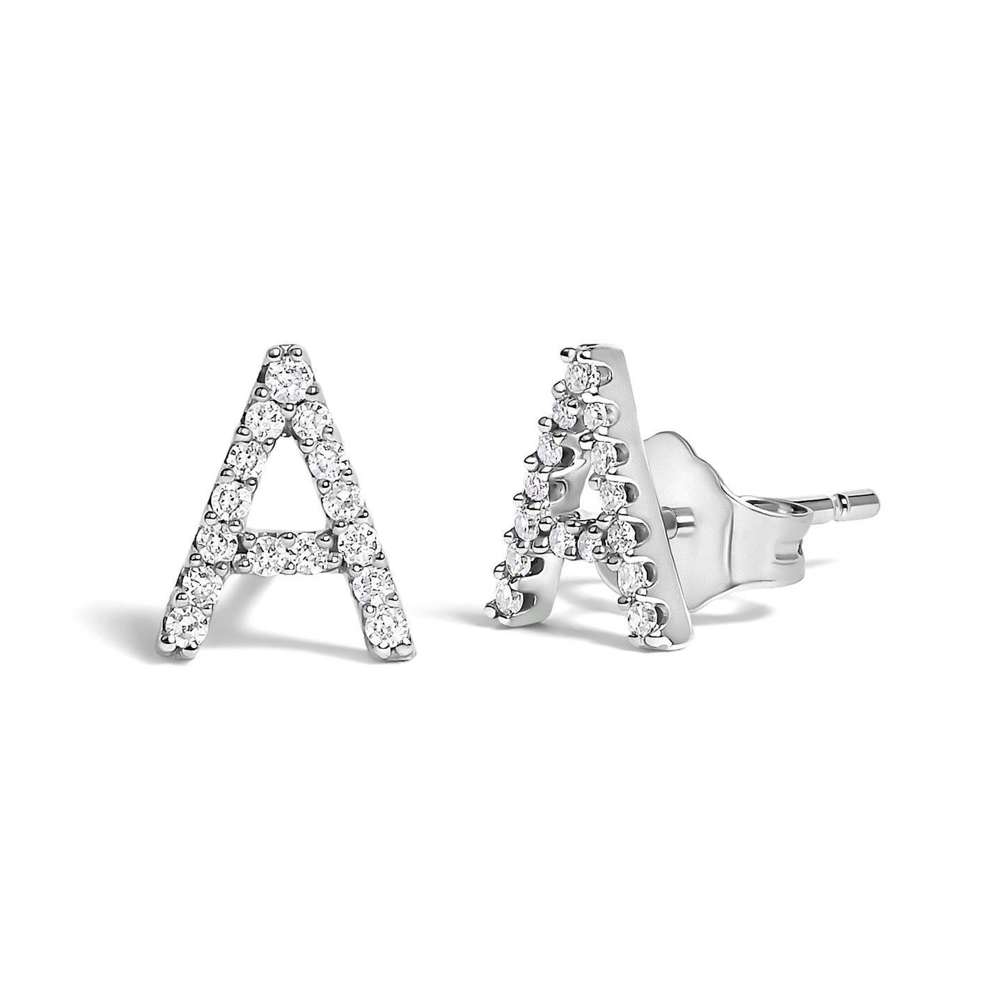 10K White Gold 1/10 Cttw Diamond Initial â€œAâ€ Stud Earring Bids.com