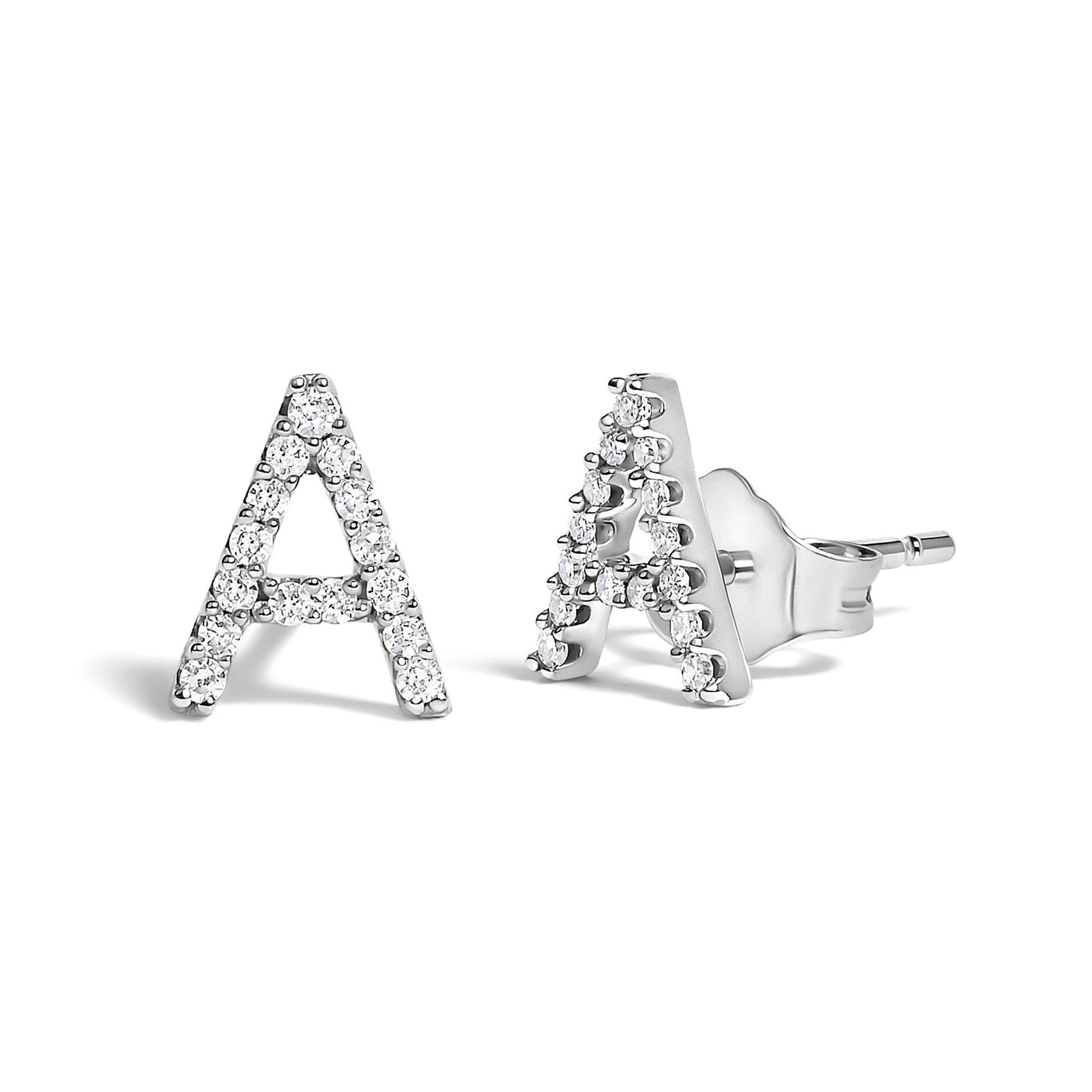 10K White Gold 1/10 Cttw Diamond Initial â€œAâ€ Stud Earring Bids.com