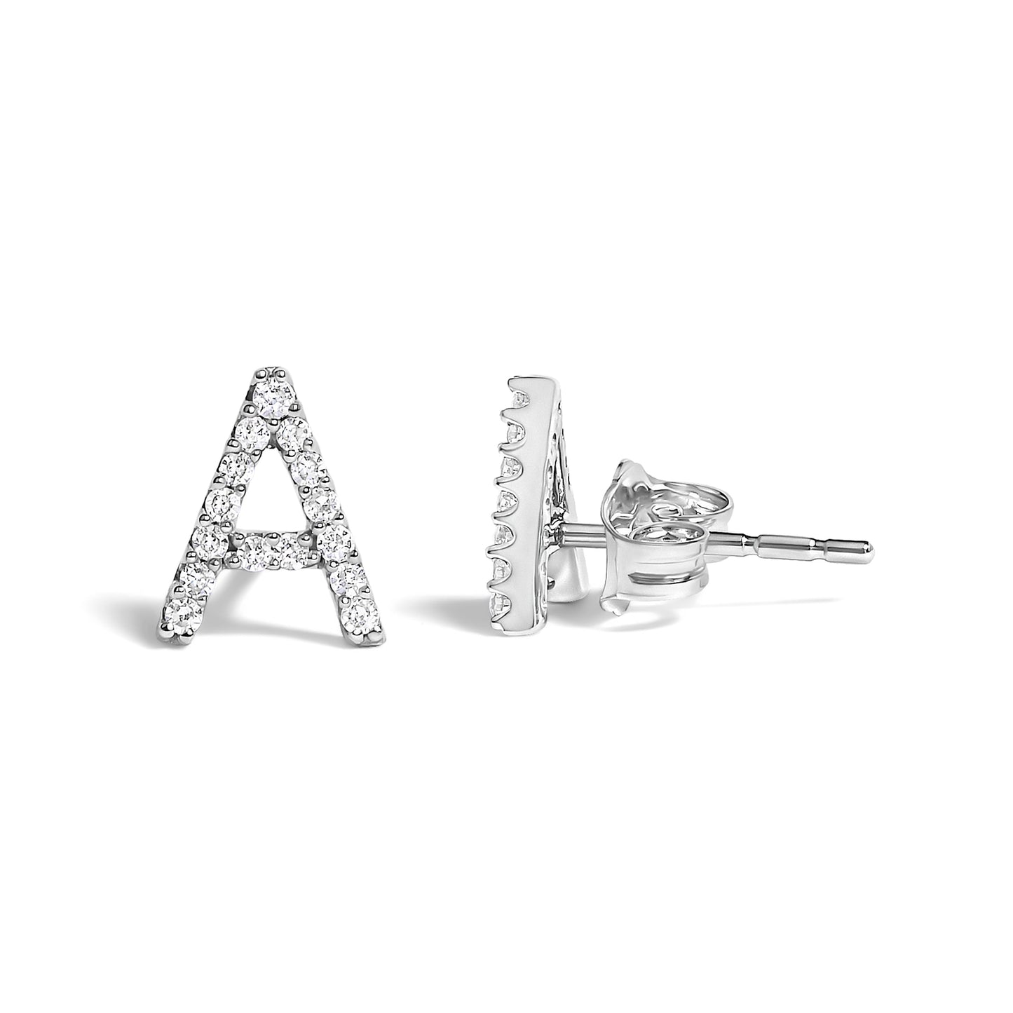 10K White Gold 1/10 Cttw Diamond Initial â€œAâ€ Stud Earring Bids.com