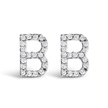 10K White Gold 1/10 Cttw Diamond Initial â€œAâ€ Stud Earring Bids.com
