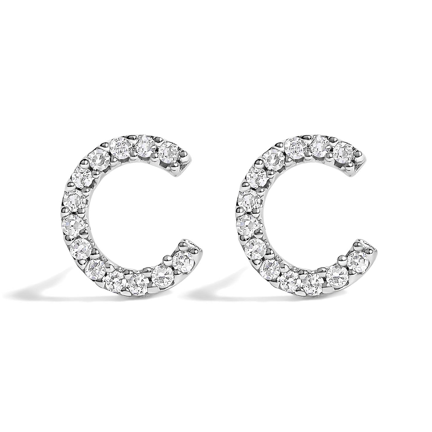 10K White Gold 1/10 Cttw Diamond Initial â€œAâ€ Stud Earring Bids.com