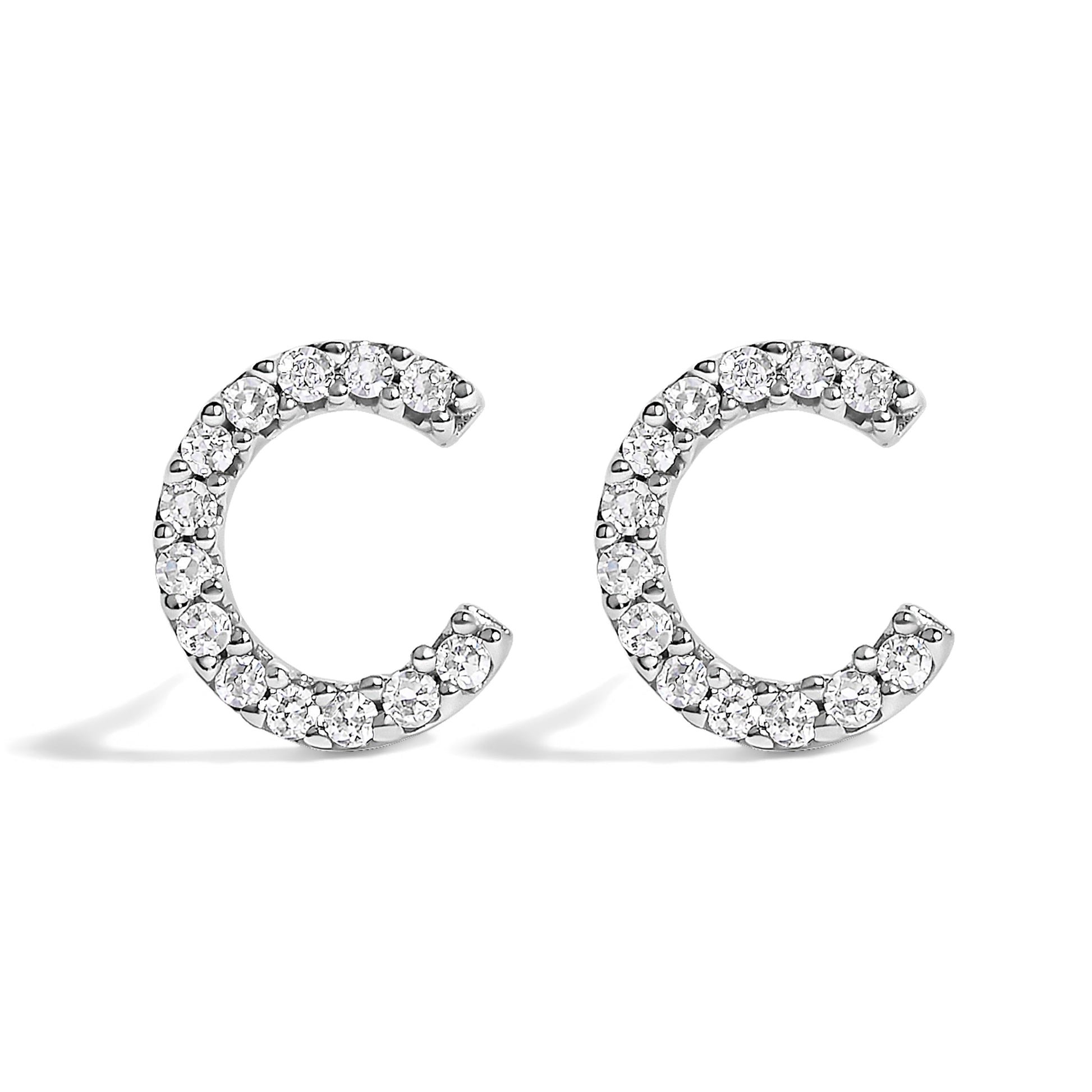 10K White Gold 1/10 Cttw Diamond Initial â€œAâ€ Stud Earring Bids.com