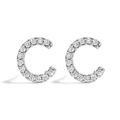 10K White Gold 1/10 Cttw Diamond Initial â€œAâ€ Stud Earring Bids.com