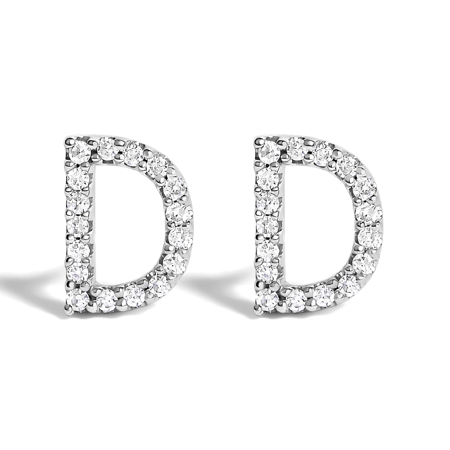 10K White Gold 1/10 Cttw Diamond Initial â€œAâ€ Stud Earring Bids.com
