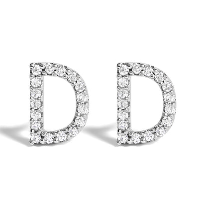 10K White Gold 1/10 Cttw Diamond Initial â€œAâ€ Stud Earring Bids.com
