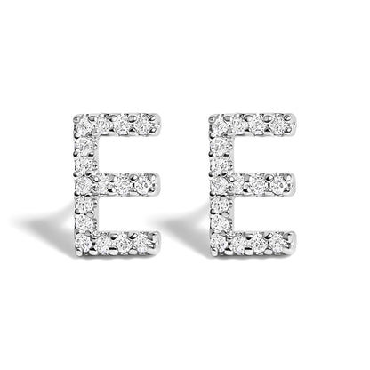 10K White Gold 1/10 Cttw Diamond Initial â€œAâ€ Stud Earring Bids.com