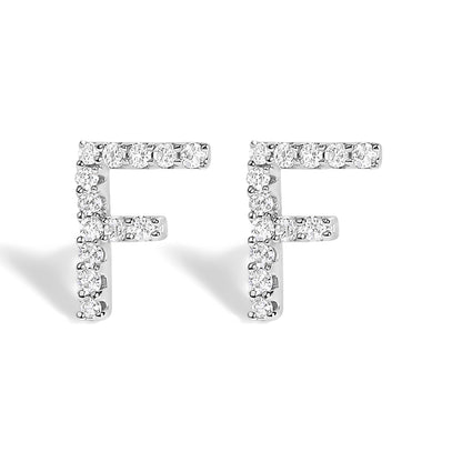 10K White Gold 1/10 Cttw Diamond Initial â€œAâ€ Stud Earring Bids.com