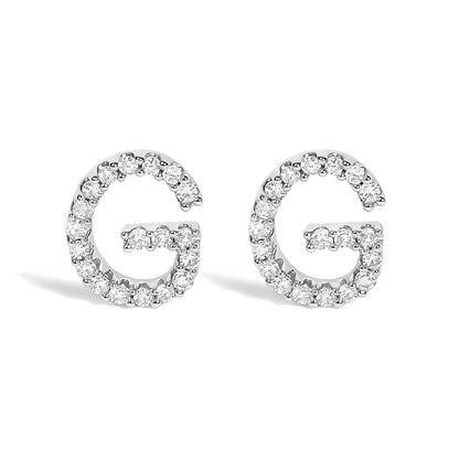 10K White Gold 1/10 Cttw Diamond Initial â€œAâ€ Stud Earring Bids.com
