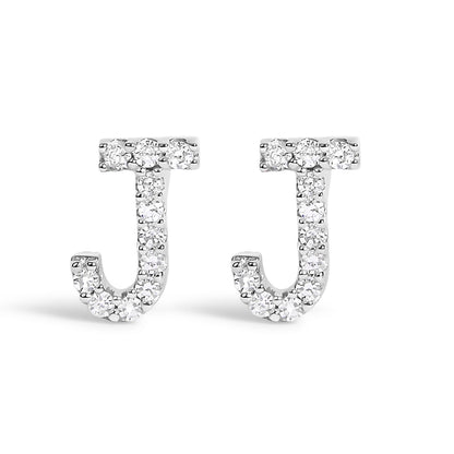 10K White Gold 1/10 Cttw Diamond Initial â€œAâ€ Stud Earring Bids.com