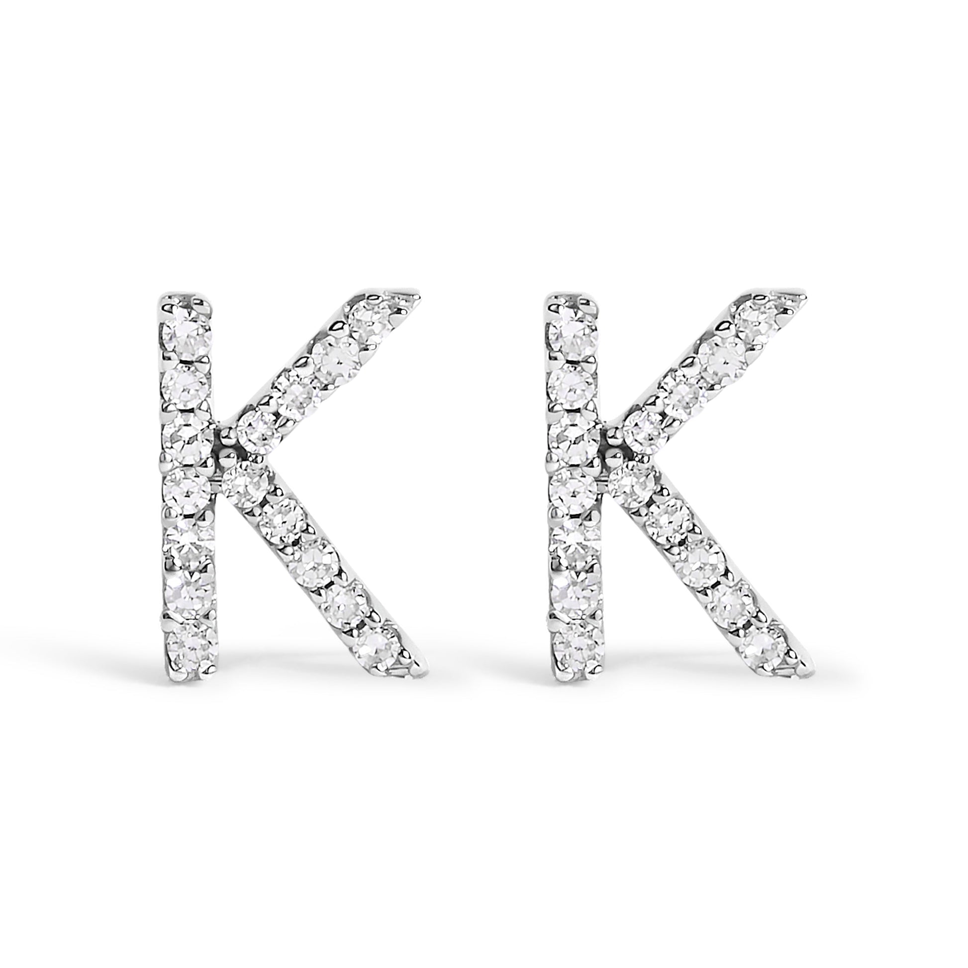 10K White Gold 1/10 Cttw Diamond Initial â€œAâ€ Stud Earring Bids.com