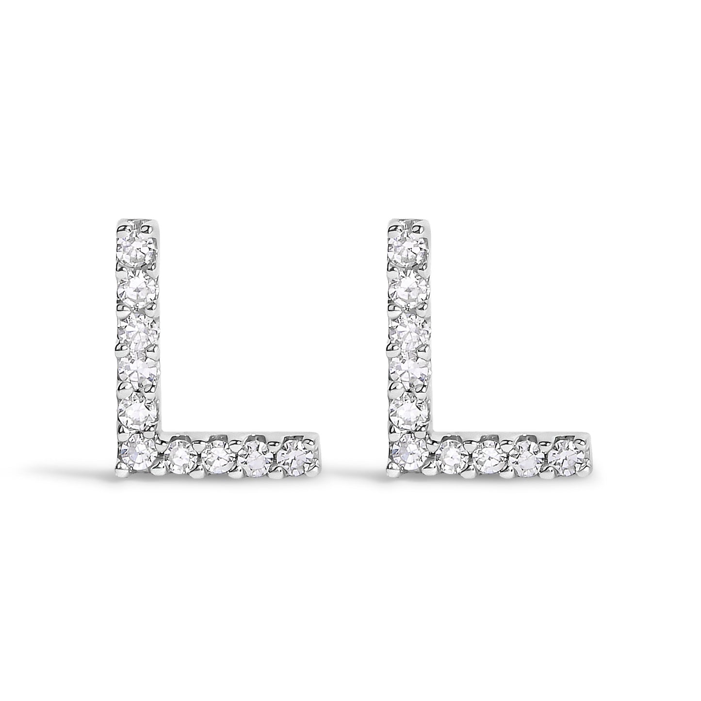10K White Gold 1/10 Cttw Diamond Initial â€œAâ€ Stud Earring Bids.com