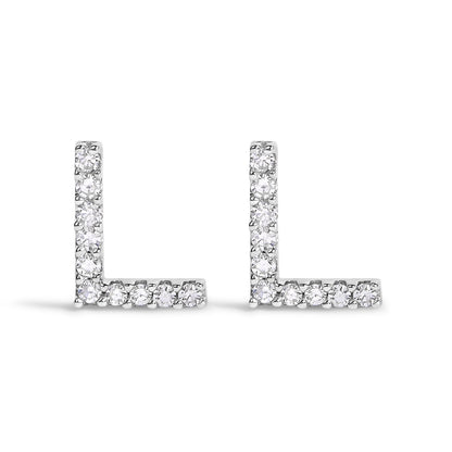 10K White Gold 1/10 Cttw Diamond Initial â€œAâ€ Stud Earring Bids.com