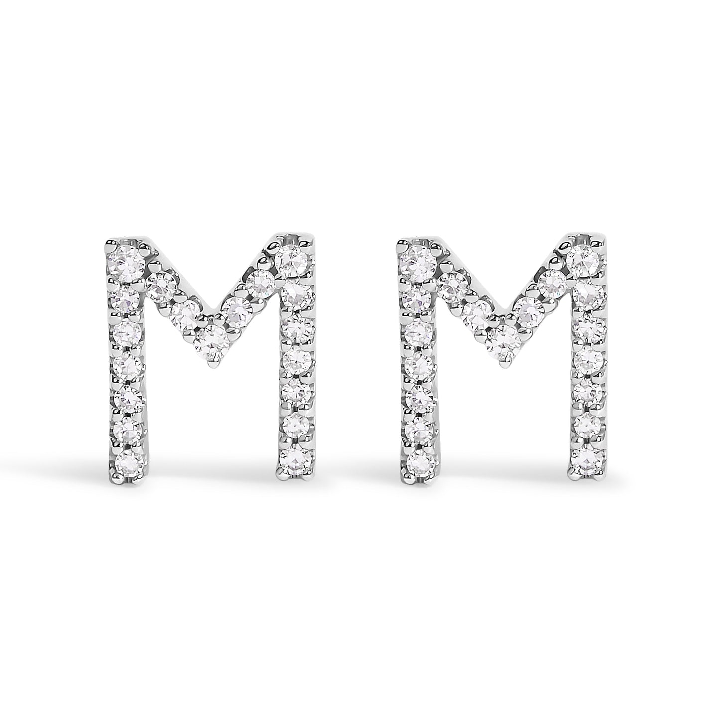 10K White Gold 1/10 Cttw Diamond Initial â€œAâ€ Stud Earring Bids.com