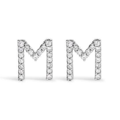 10K White Gold 1/10 Cttw Diamond Initial â€œAâ€ Stud Earring Bids.com