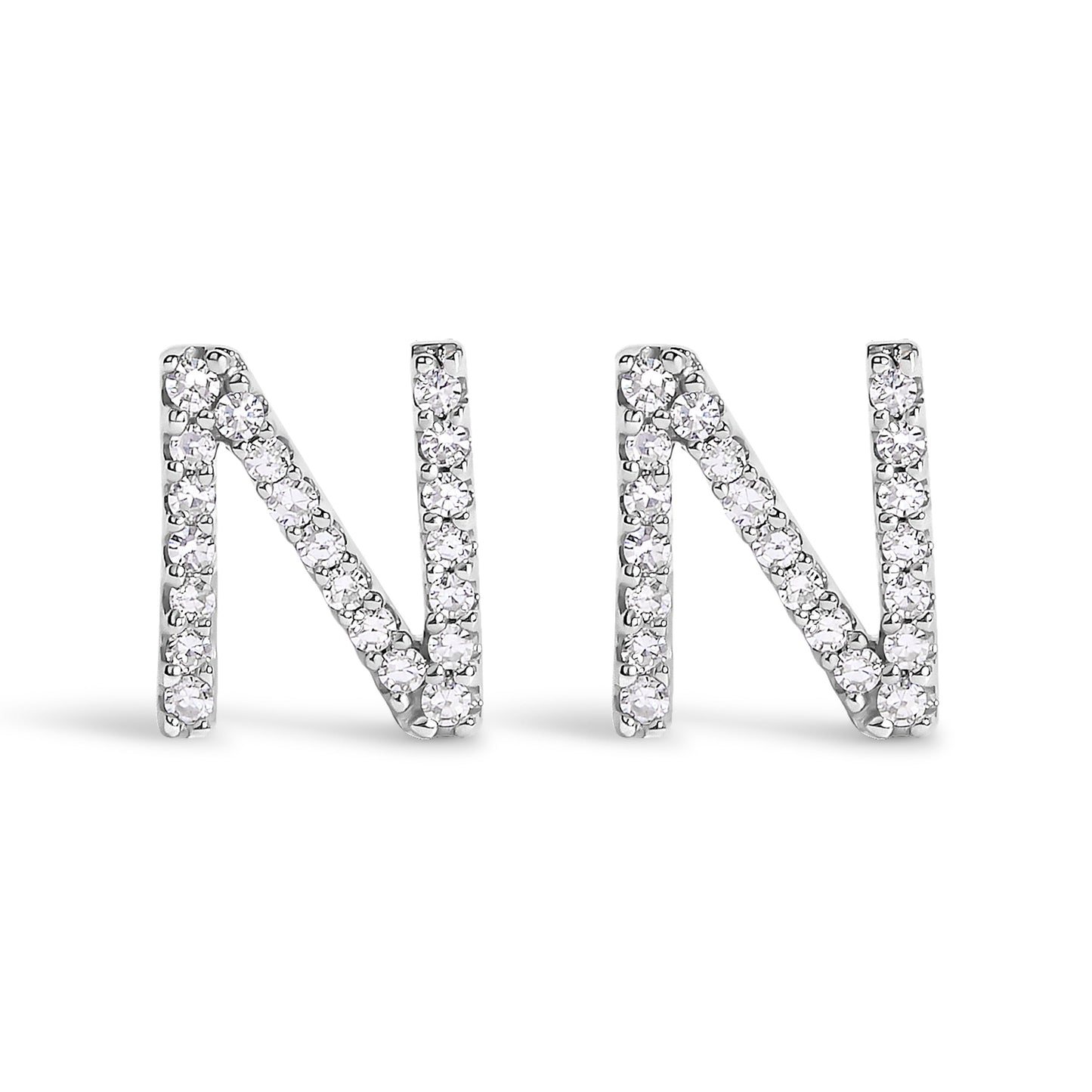 10K White Gold 1/10 Cttw Diamond Initial â€œAâ€ Stud Earring Bids.com