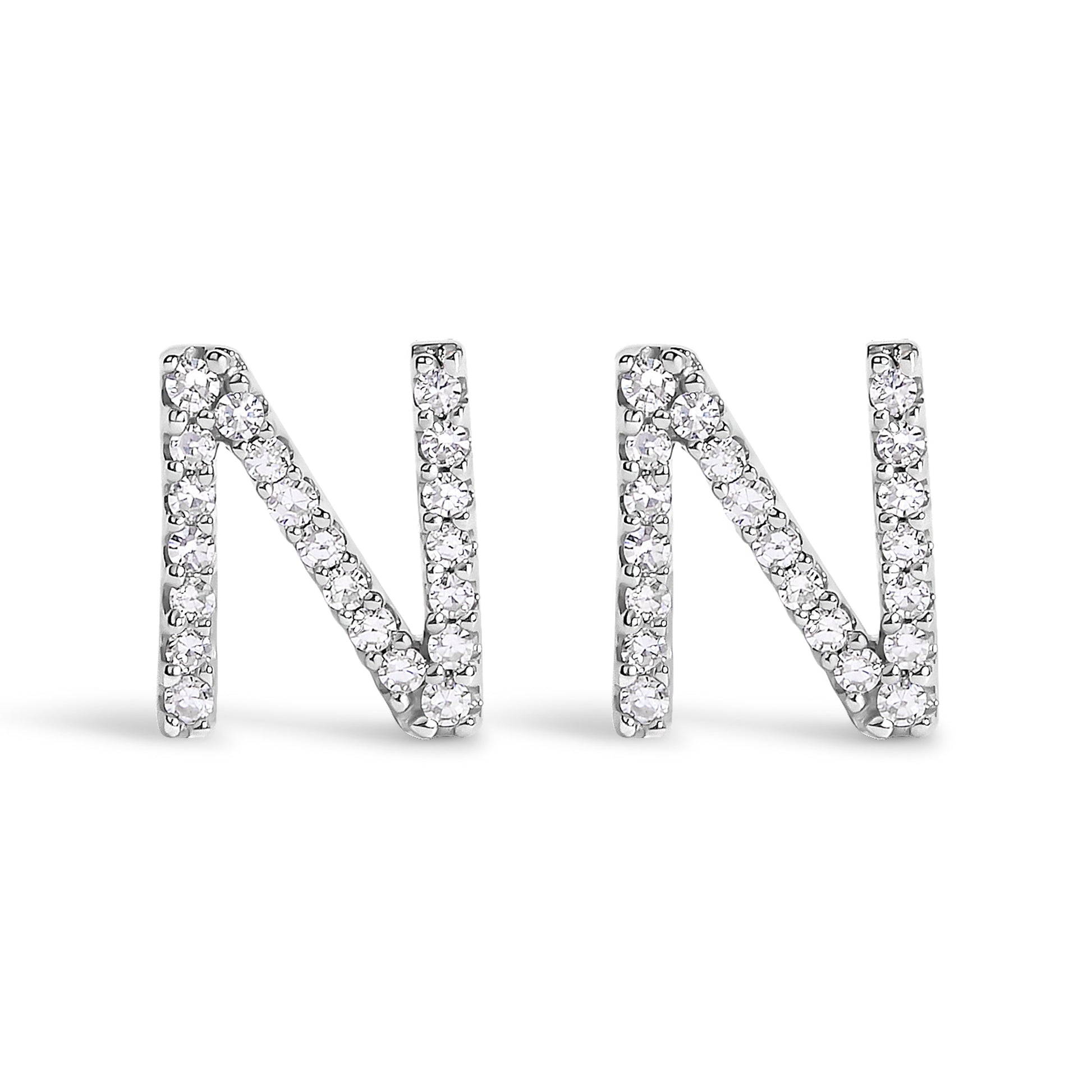 10K White Gold 1/10 Cttw Diamond Initial â€œAâ€ Stud Earring Bids.com