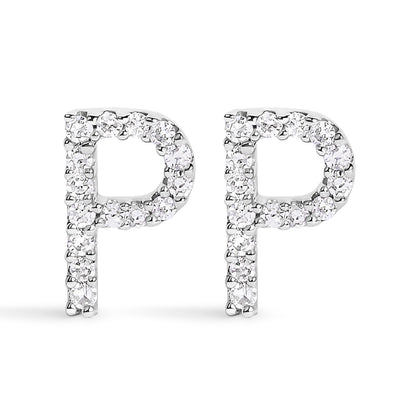 10K White Gold 1/10 Cttw Diamond Initial â€œAâ€ Stud Earring Bids.com
