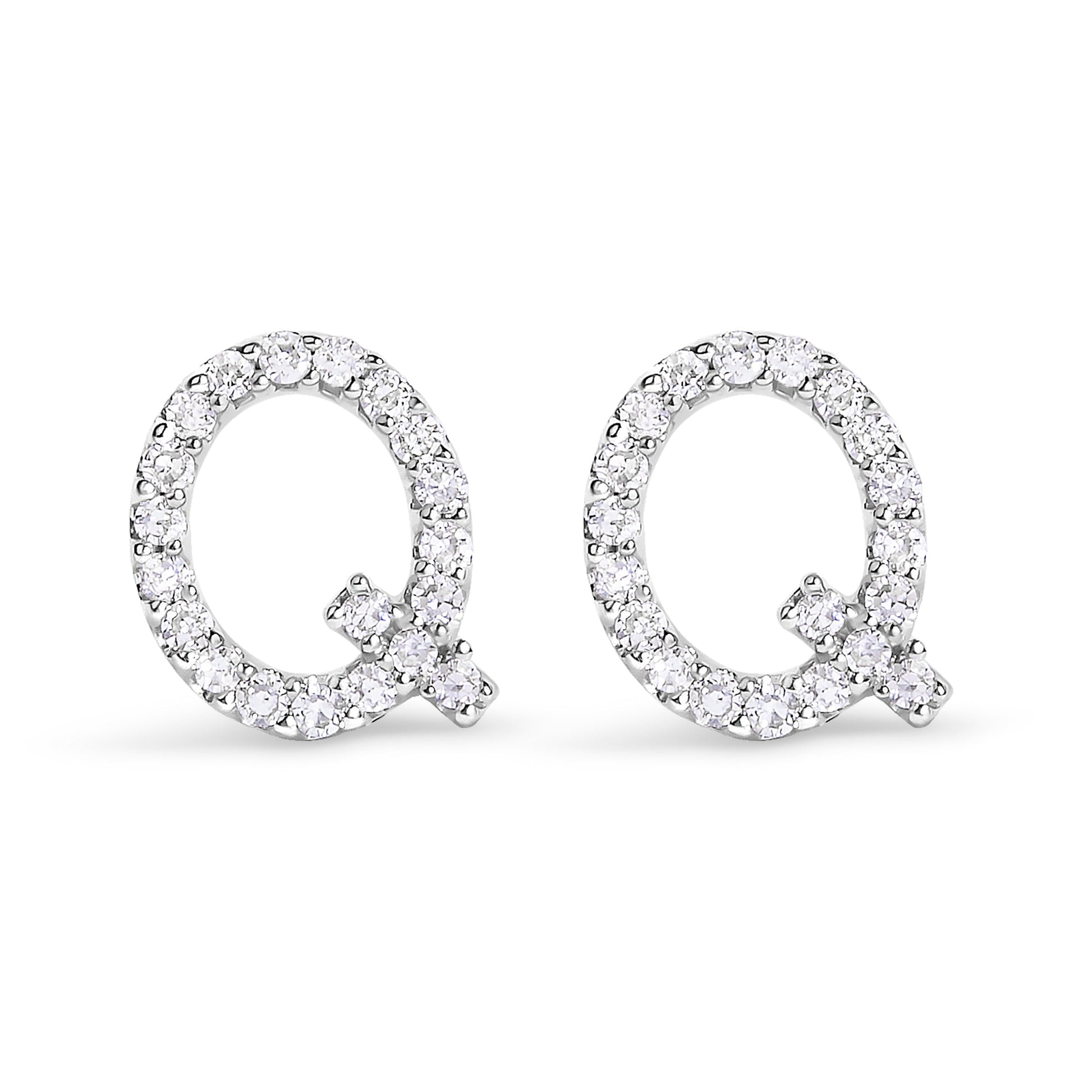 10K White Gold 1/10 Cttw Diamond Initial â€œAâ€ Stud Earring Bids.com